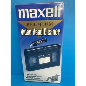 Maxell VP-200 VHS Video Head Cleaner Cassette Wet Type - No Fluid - VCR Cleaning